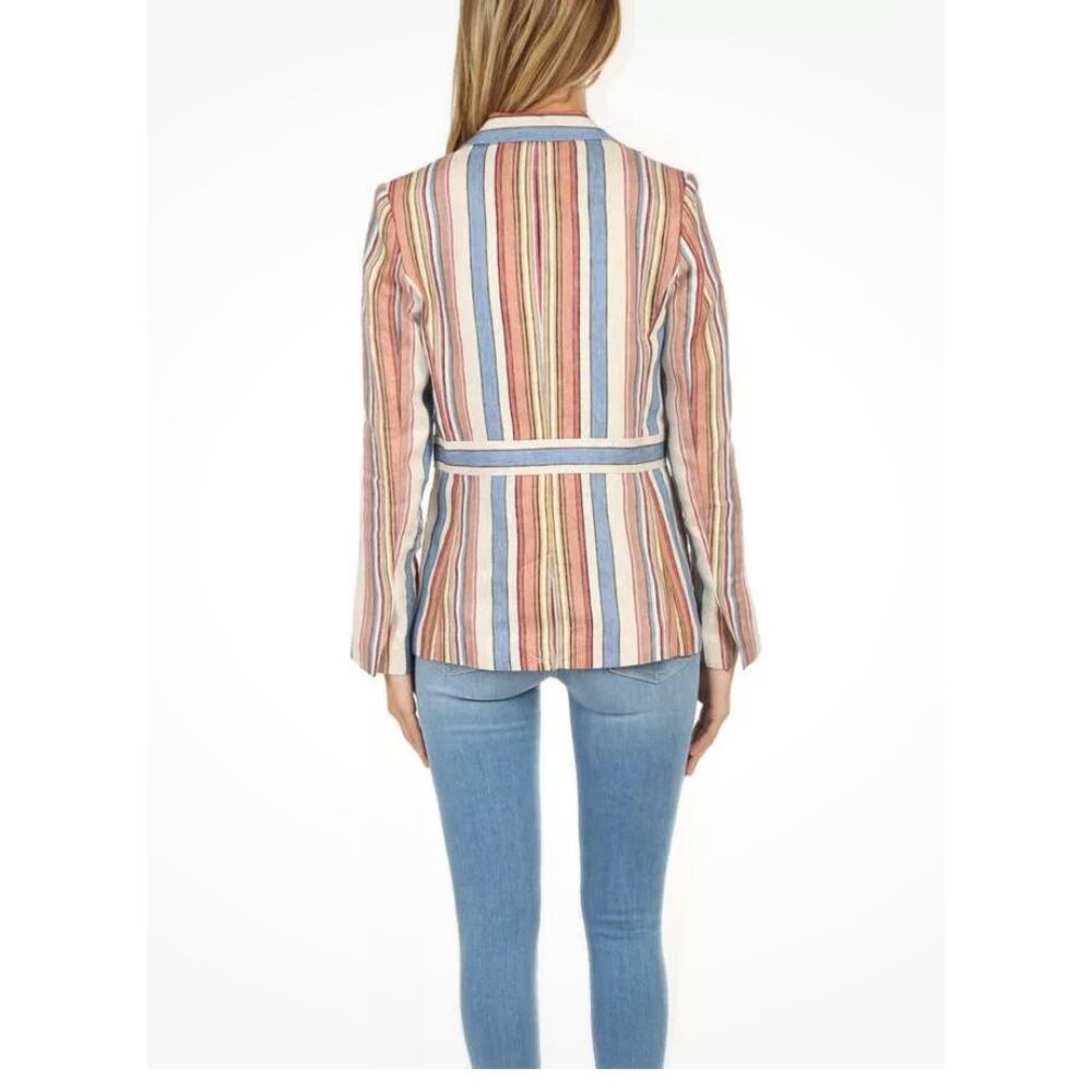 Frame Birkin Linen Single Button Blazer Multi Str… - image 5